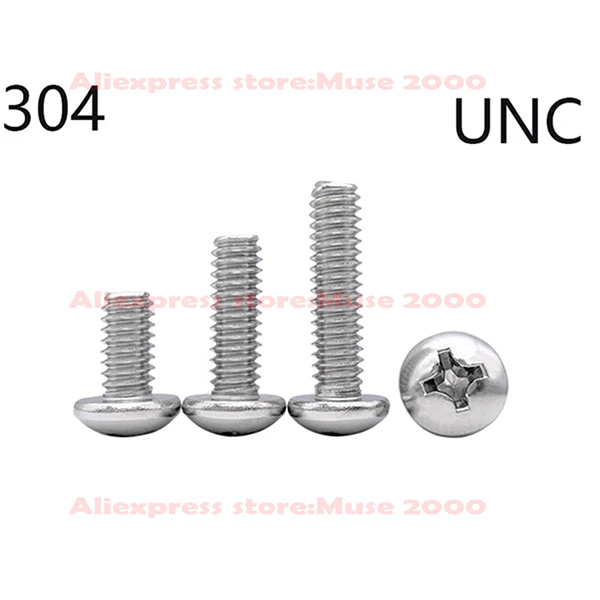 304 steel UNC 8#-32 pan screw coarse fine thread pan head cross drive screw  bolt round fastener hardware AliExpress