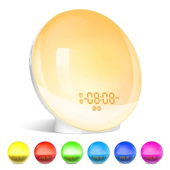 

Alarm Clock Wake Up Light Digital Snooze Electronic Alarm Clock Sunrise Colorful Lights with Nature Sound FM Radio Multi Mode