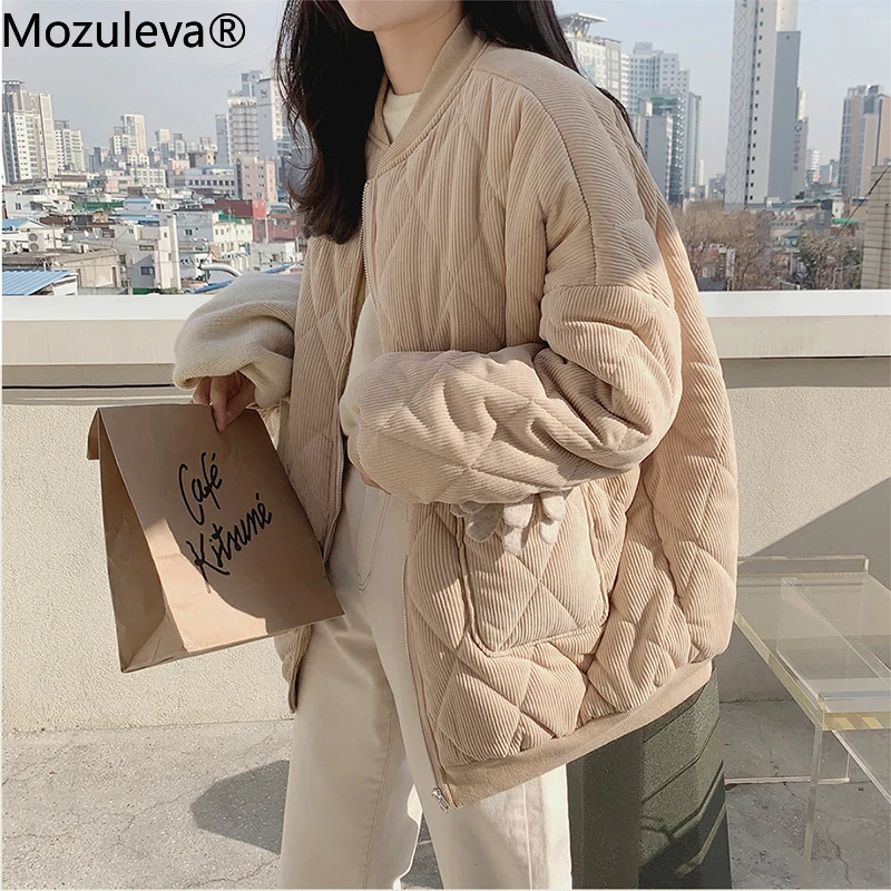 Mozuleva Новинка 2020 осень зима женские куртки с v образным вырезом, вельветовые парки высокого качества, теплые, большие, винтажные, дикие пальто|Парки| | АлиЭкспресс