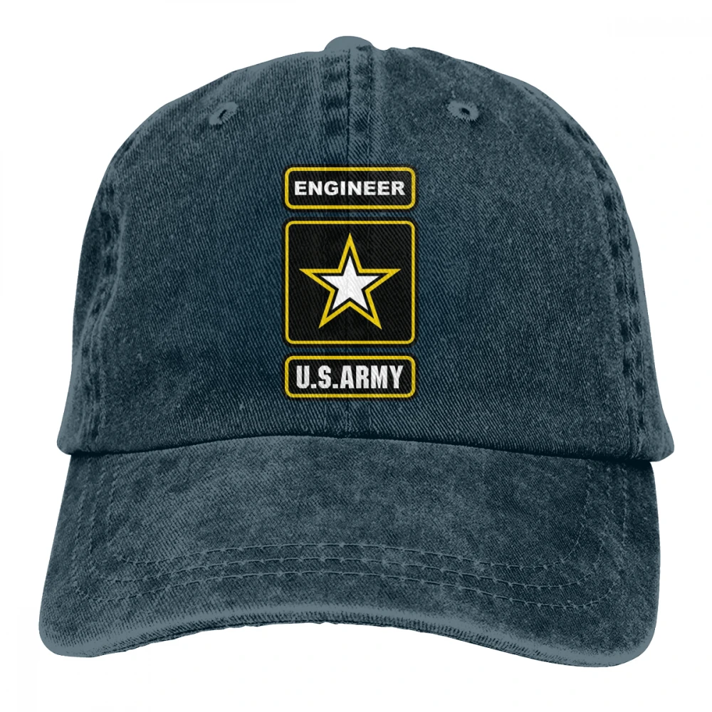 Американский армейский инженер Casquette черный унисекс Мужские Женские джинсовые бейсболка с ремешком кепки Регулируемый Гольф папа шляпа