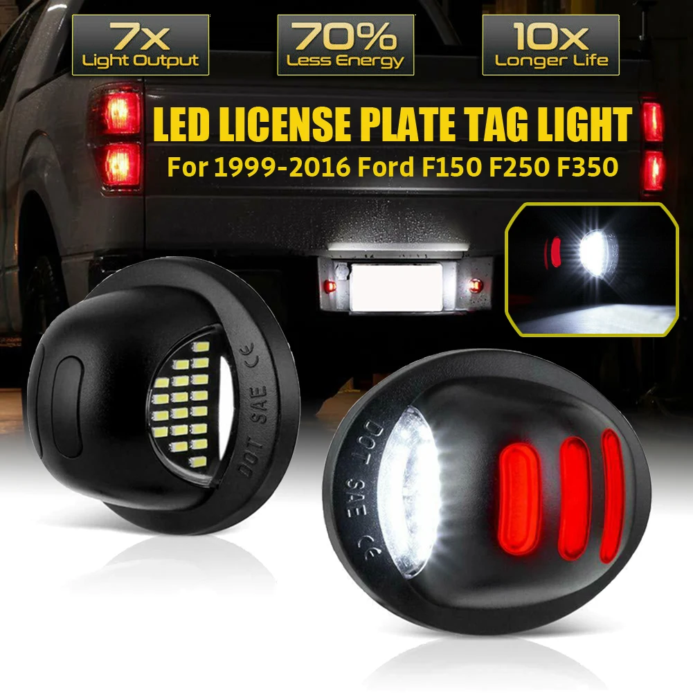 

2pcs RED SMD Tube LED License Plate Tag Light Lamp For 1999-2016 Ford F150 F250 F350 12V 0.3A 3W License Plate Tag Light