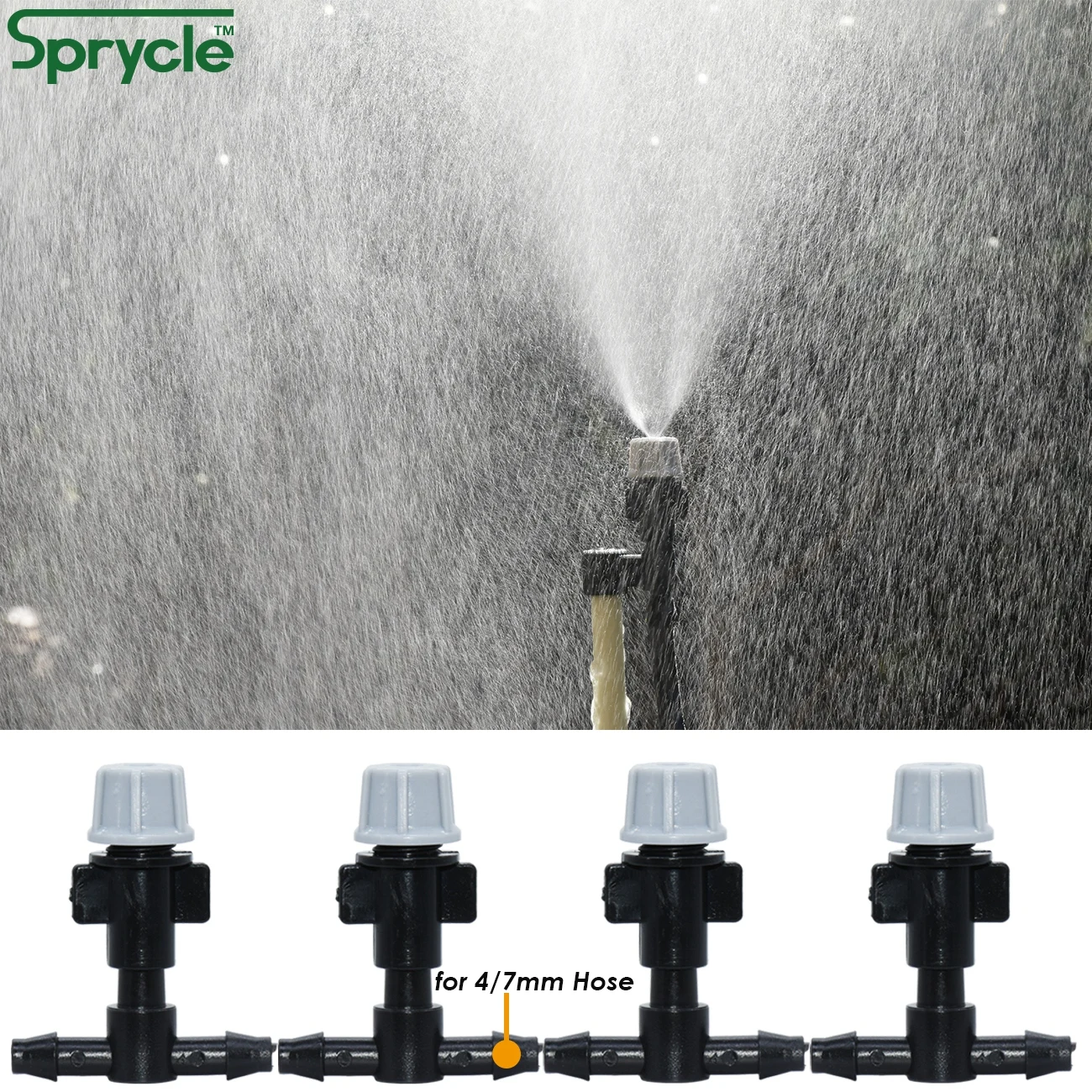 SPRYCLE 5-50m Greenhouse Garden 1/4" Hose Automatic Micro Watering Kit Drip Irrigation System Adjustable Brass Atomizing Nozzle