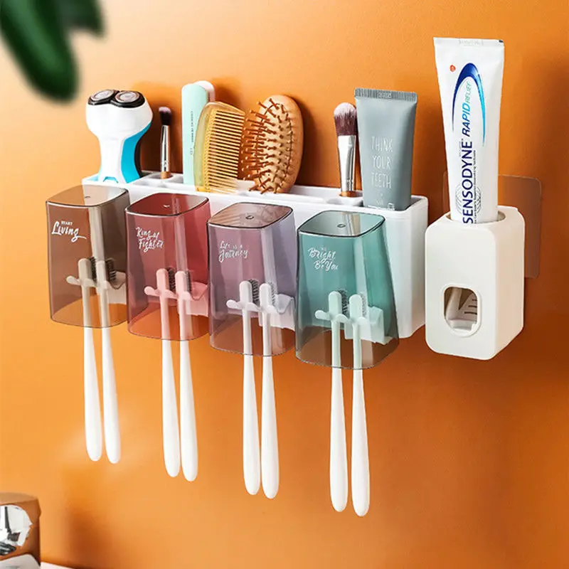 Toothbrush Rack Punch Free Bathroom Accessories Sets Toothpaste