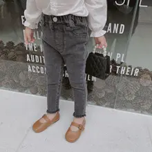 Г. Новые Осенние Эластичные Обтягивающие ковбойские штаны в гусеничном стиле для девочек джинсы для девочек в Корейском стиле