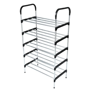 

5 Layers Shoes Storage Shelf Shoe Organizer Simple Shoe Rack with Handrail Easy to Assemble Space Saving