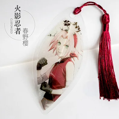 Оранжевый Japanese Anime Naruto Leaf Shape Bookmarks Waterproof Transparent PVC Plastic Bookmark Beautiful Book Marks Gift - Цвет: Оранжевый