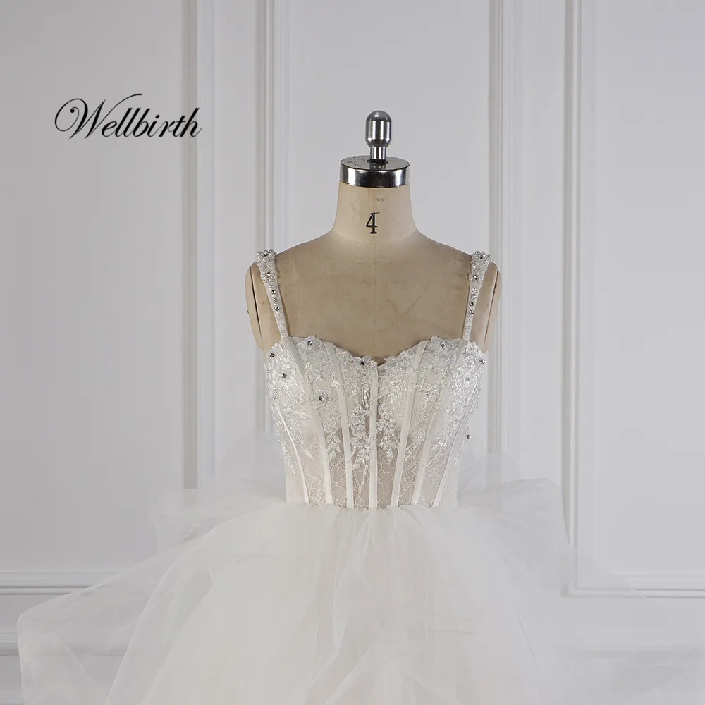 Реальное изображение Wellbirth Vestido de novia возлюбленный вырез спинки Линия свадебное платье с коротким рукавом свадебное платье JC079