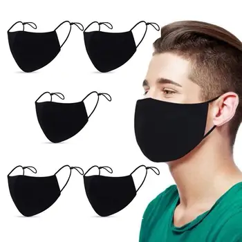

5pcs mask +50 Filters Anti-dust Black Reusable Mouth Mask Unisex Cotton Dustproof Washable Face Masks For Cycling Camp mascarill
