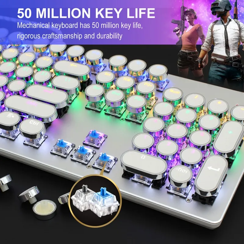 Игровая клавиатура механическая клавиатура Игровая USB 104 колпачки английская геймерская клавиатура с подсветкой RGB клавишная плата ПК ноутбук клавиатура