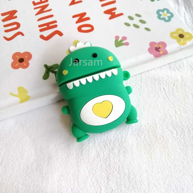 Creativity Cartoon funny cute silicone Case For Airpods 2 1 cover For Air pods 1 2 Case Wireless charging soft Cover Box 3DLittledinosaur