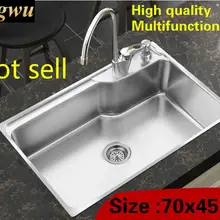 Горячая Распродажа стандартная Бытовая кухонная раковина с одним лотком модная прочная 304 пищевая нержавеющая сталь 700x450 мм