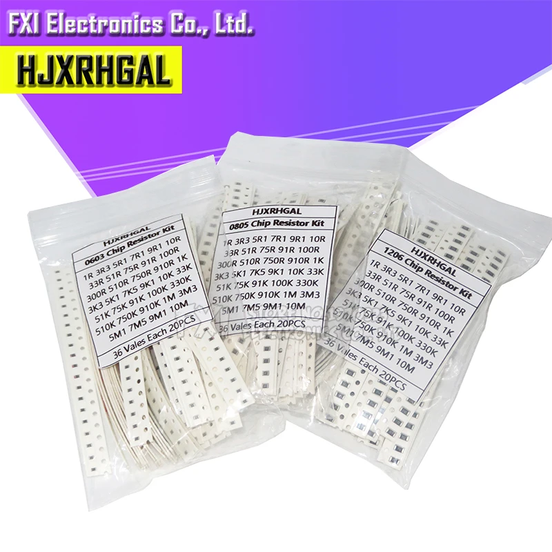 Kit Bag 1206 0805 0603 SMD Resistor Kit 36valuesX20pcs=720pcs Kit Bag 1206 0805 0603 SMD Resistor Kit 36valuesX20pcs=720pcs