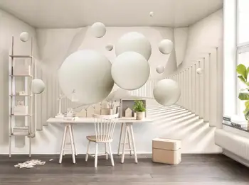 

[Self-Adhesive] 3D White Ball WG489 Wall Paper mural Wall Print Decal Wall Murals Belly