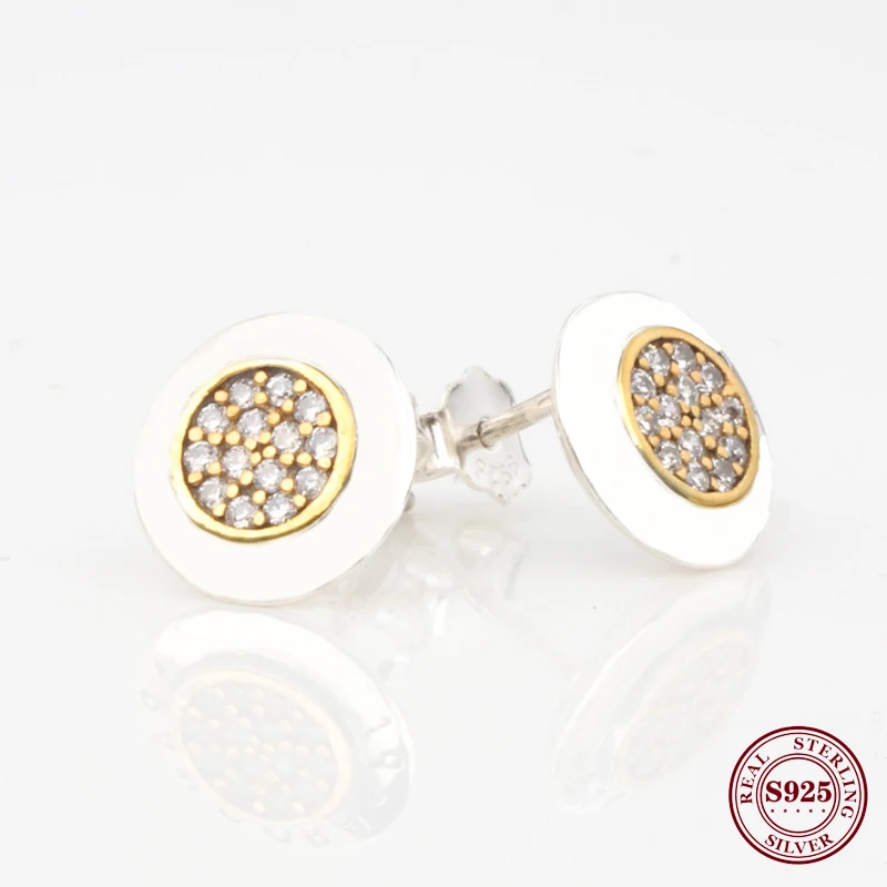 

Valentine's Day 925 Sterling Silver Earrings Clear Round Stud Shiny Water Drop Zircon Pan Earrings For Women Silver Jewelry