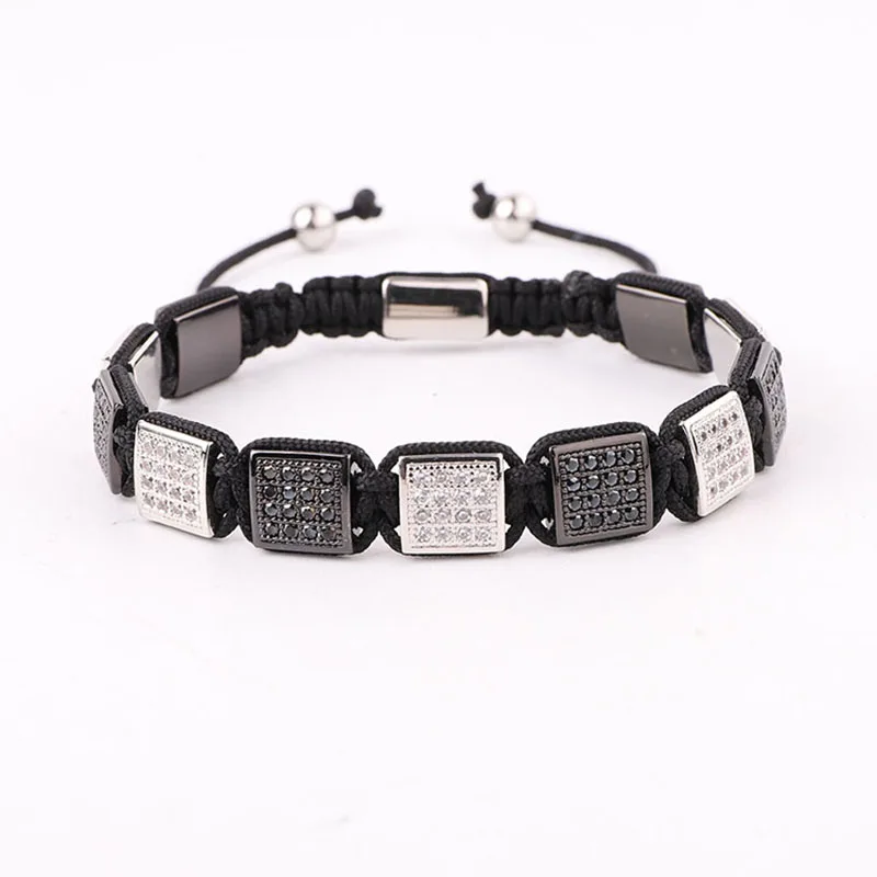 New Color Luxury CZ Micro Pave Square Handmade Woven Macrame Friendship Bracelet Men Jewelry Gift - Image 4