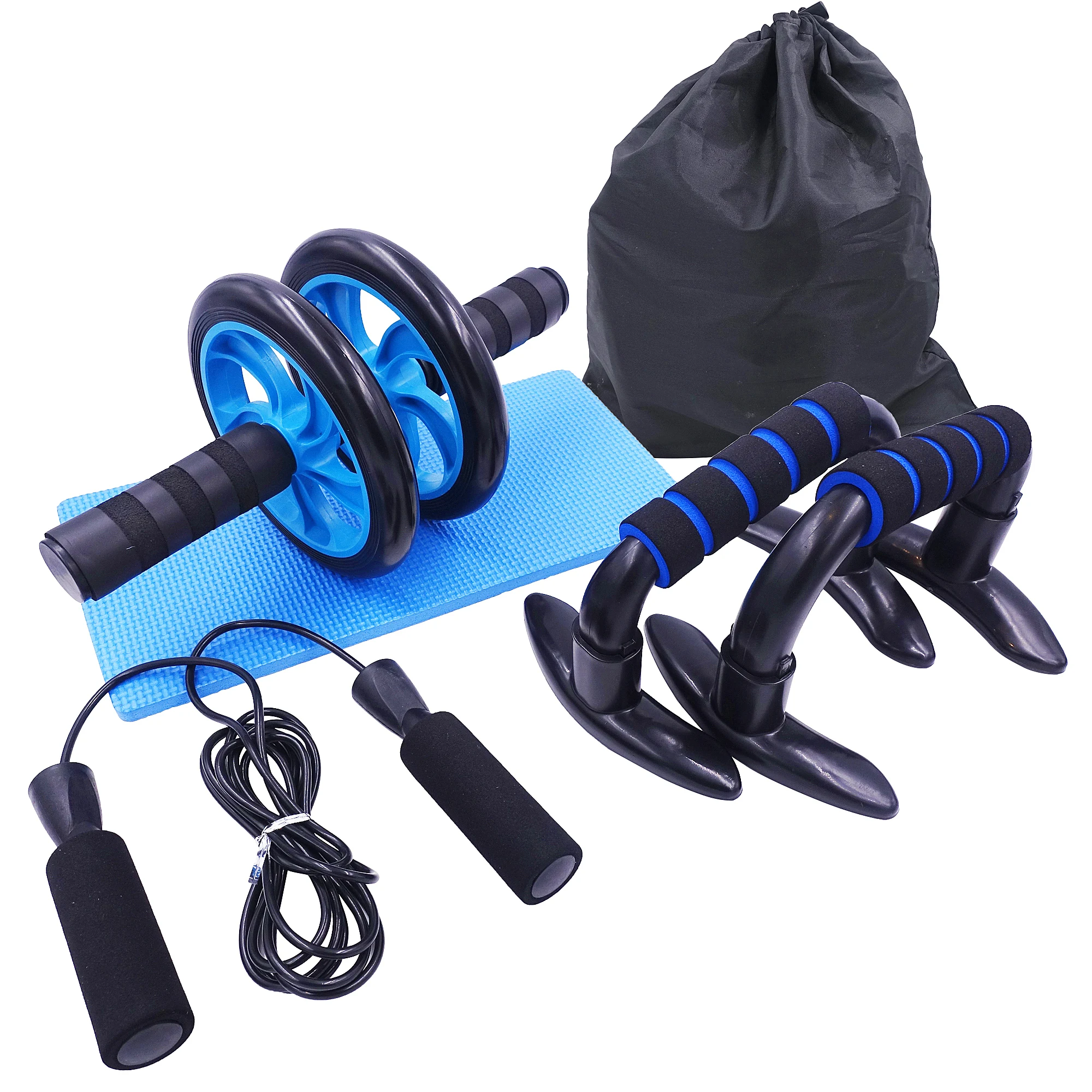 

AB Roller Kit Strong Load-bearing with Push-Up Bar Jump Rope Knee Pad Home Gym Abdominal Core Muscle Exercise Fitness Equipment