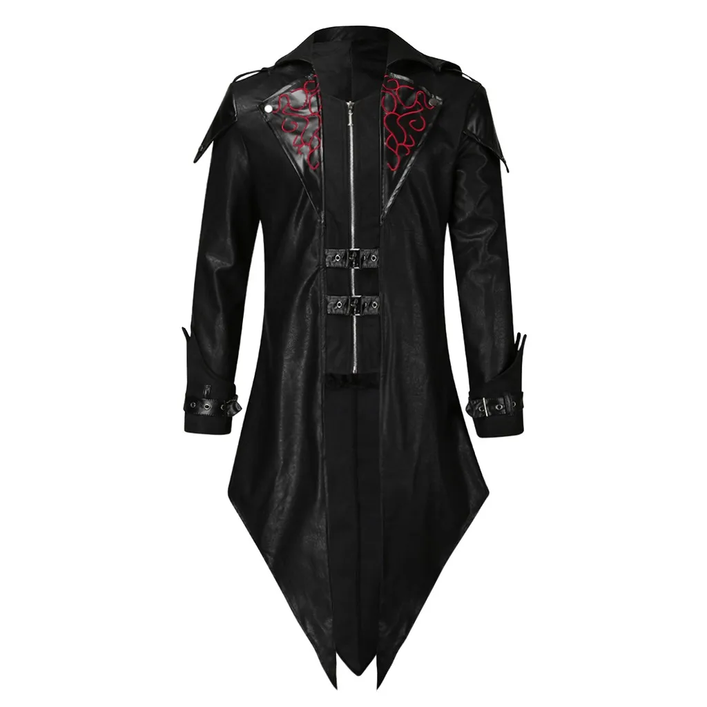 Мужская Средневековая готическая куртка Готическая униформа в стиле стимпанк Высококачественная Мужская бандажная куртка с капюшоном мужская верхняя одежда с длинным рукавом