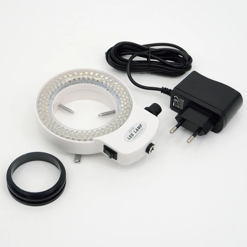 FYSCOPE 144 LED Ring White Light Illuminator Lamp For Industry Stereo Microscope with AC Power Adjustable Magnifier Adapter