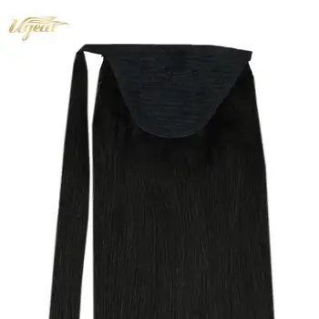 

Ugeat Human Hair Ponytail 14-24" Machine Remy Brazilian Hair Off Black Color Hair #1B Wrap Around Ponytail Hair 60-80G/Set