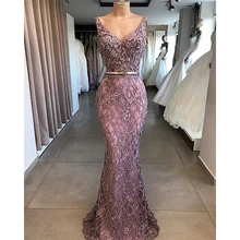 Сексуальное вечернее платье из шифона русалка вечернее платье длинное пальто с v-образным вырезом без рукавов Кружевное платье в деловом стиле с поясом; Robe De Soiree