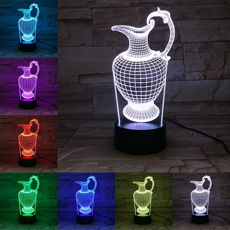 3D бутылка лампа Акриловая тарелка сенсорный беспроводной USB пивная ваза Can Bar Luminaria вечерние магазин украшение стола мальчики подарок на день рождения праздник - Испускаемый цвет: F