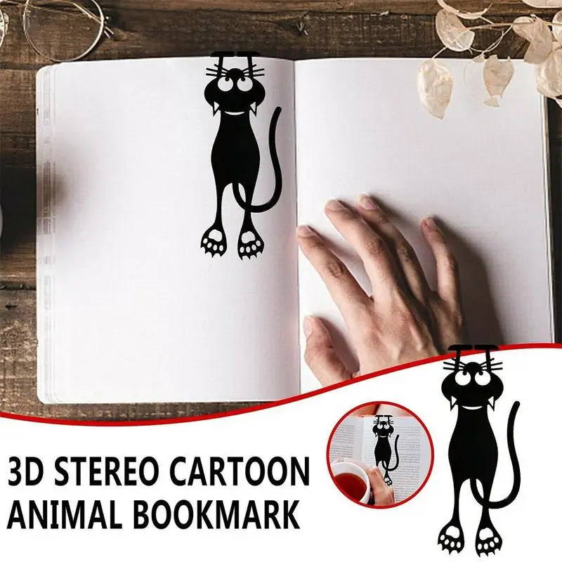 Marcapáginas de plástico con diseño 3D de gatito hueco, marcapáginas de dibujos animados para estudiantes y niñas, material de papelería escolar, 1 unidad