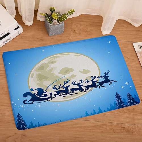 1Pcs Christmas Flannel Printed Floor Mats Door Mats Living Room Home Bathroom Non-slip Absorbent Carpet Home Textile Supplies - Цвет: 11