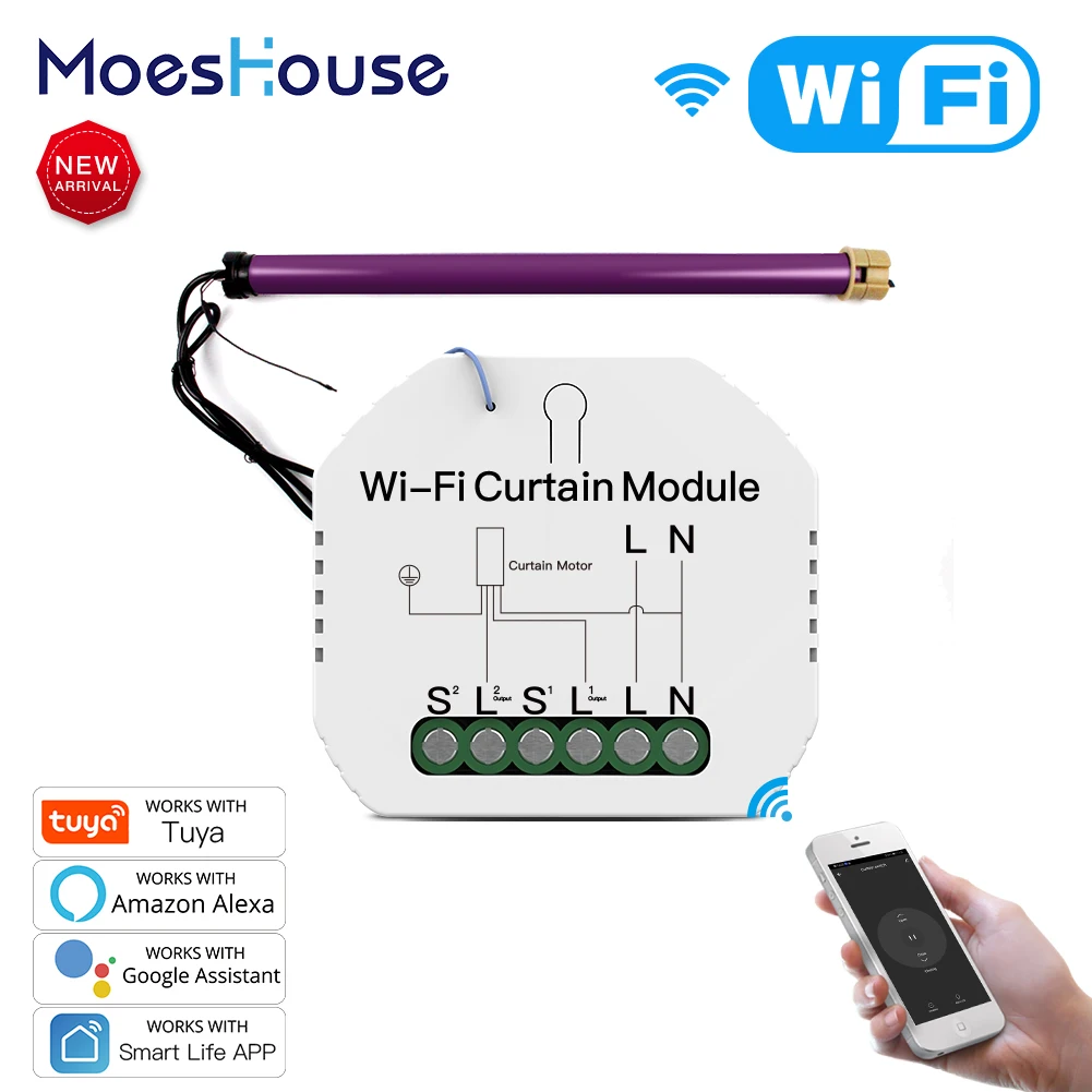 Smart Curtain Motor - APP & Voice Control, Automatic Curtain Opener, Compatible With Alexa/Google, Aluminum Alloy, 50kg Load