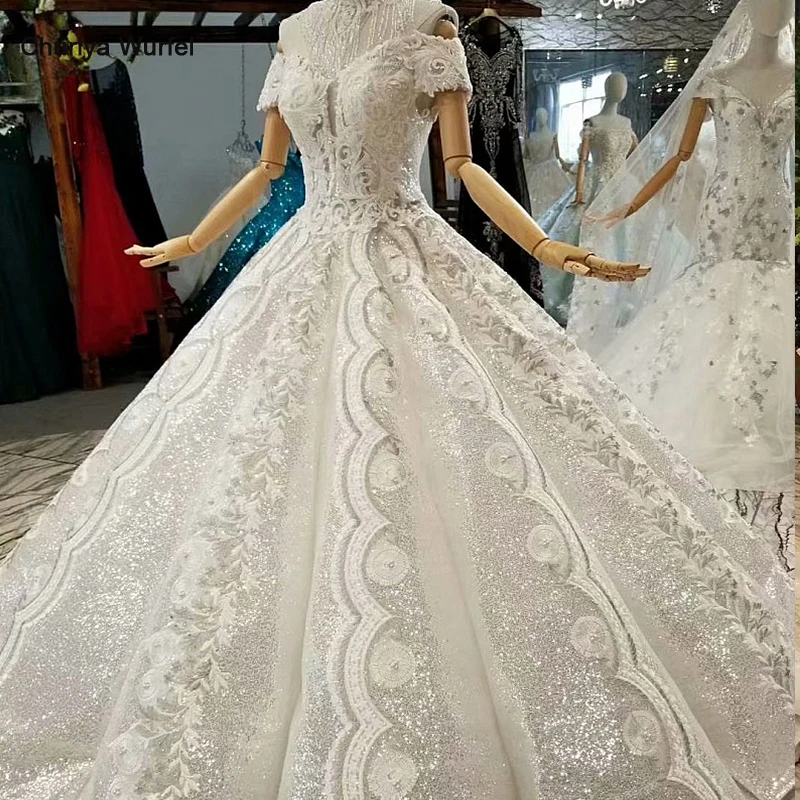 LS317774 бальное платье блестящее свадебное с открытыми плечами Милая Длина до пола