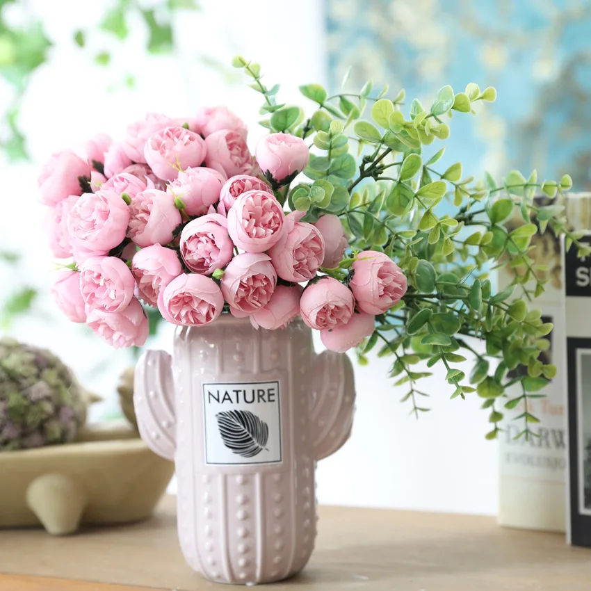 27 чайная головка розы/1 букет искусственных цветов оптом Rafiza свадебные декоративные цветы украшение дома фото макет