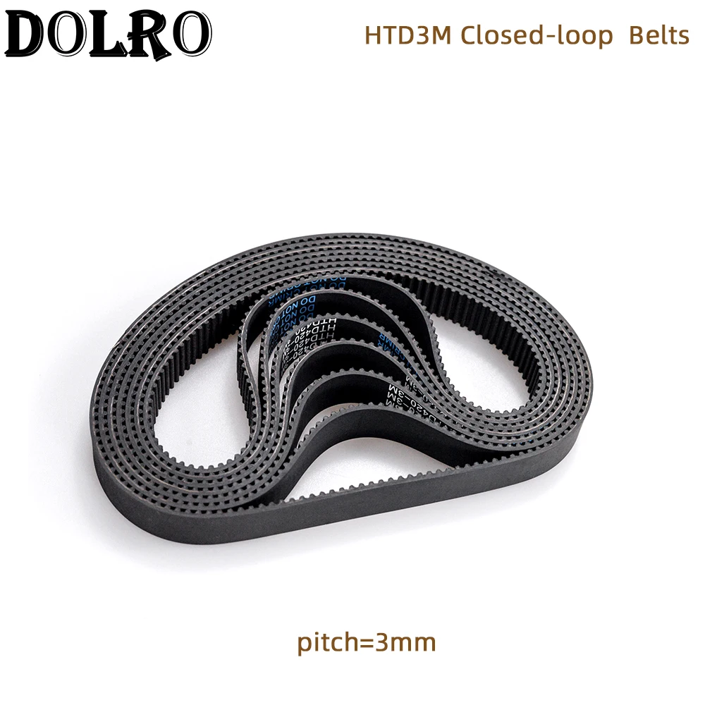 아크 HTD 3M 타이밍 벨트 C=366 369 375 378 381 384 390 393 396 399 폭 6/9/10/12/15/20mm 고무 폐쇄 루프 동기 피치 3mm