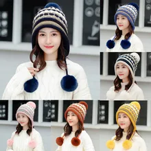 Женская теплая шерстяная шапка, вязаная шапка, модная женская комбинированная Цветочная вязанная шапочка, шапка, зимняя теплая шапка, берет A1
