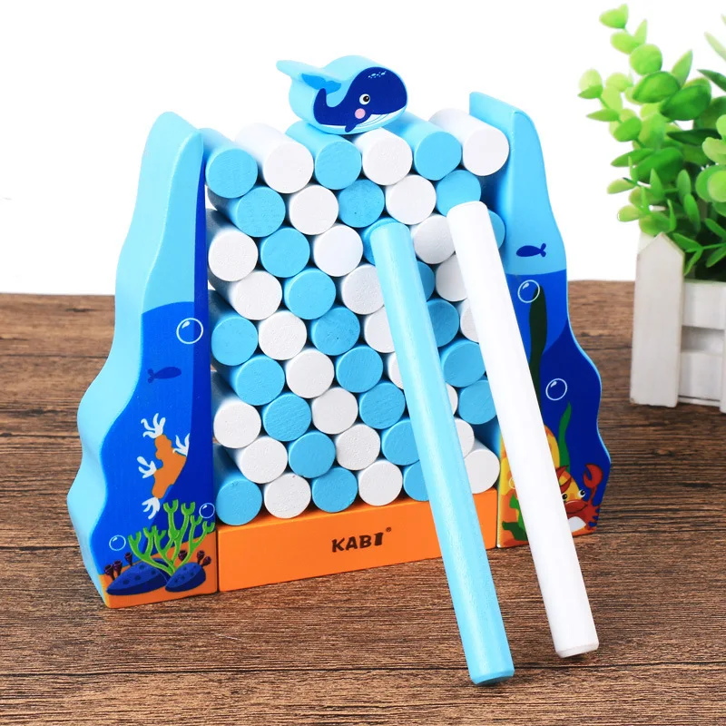 

Wooden Whale Diving Game Parent And Child Interactive Educational ENLIGHTEN Knock Pushing-Wall Chouchoule Hand-Eye Coordination