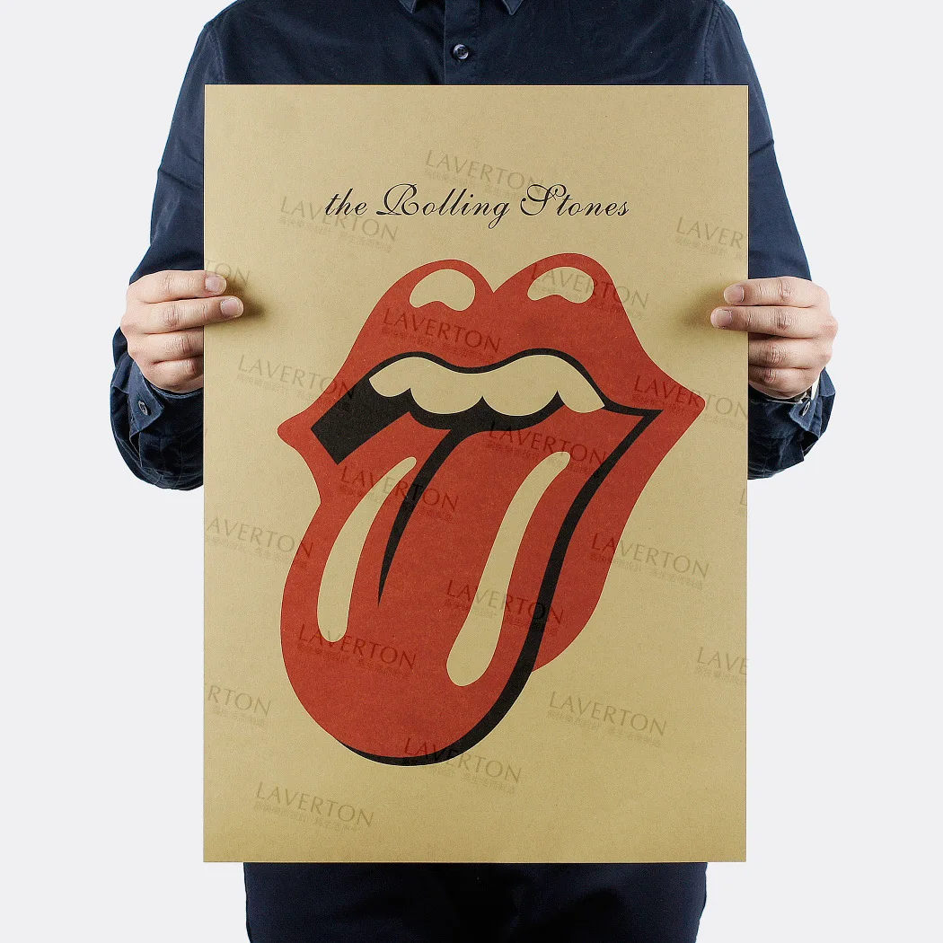 

[H1074] Big Tongue Rolling Stones Nostalgic Retro Old Poster Advertisement Posters Bar Decoration