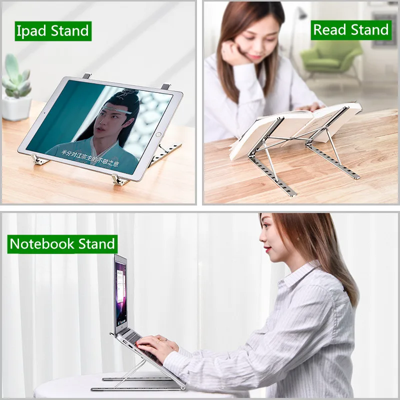 Suporte do Portátil para Macbook Dobrável de Alumínio Suporte de Mesa Portátil Estilo Ajustável Desktop Notebook Pro ar x - Imagem 6