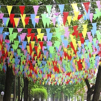 

300 Pcs Colorful Fabric Celebrate Flag Hanging Banners Party Supplies Bunting Garland Happy Birthday Baby Shower Party Decor