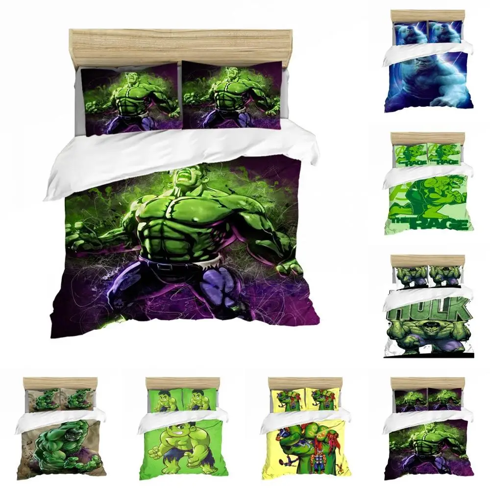 Disney Marvel Hulk Cartoon 3D Bedding Sets Boy Girls Avenger alliance