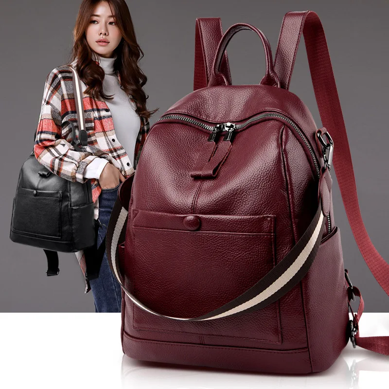

Backpack Women's 2020 New Style Cowhide Embossed Leather WOMEN'S Bag Korean-style Multi-functional Single-shoulder Bag Spring Fe