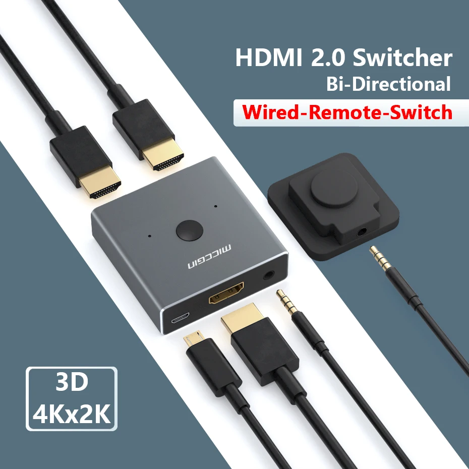 

HDMI Switch 1 IN 2 OUT 2 IN 1 OUT Wire Control HD 4K For XBOX 360 PS4 Smart Android HDTV Switcher Adapter Spliter New