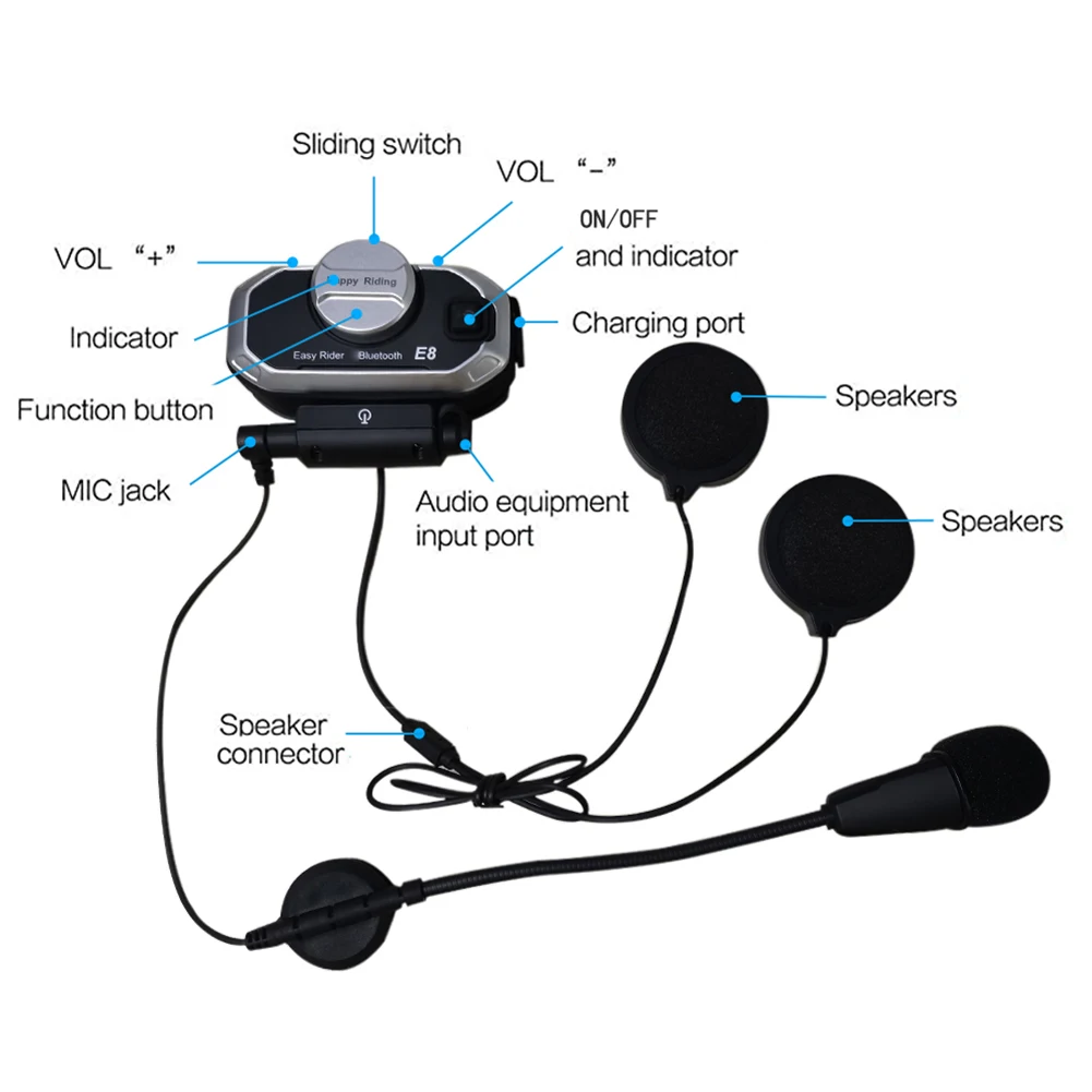 2021 Newest Motorcycle Hands free Bluetooth V5 0 Helmet FM Headphone Music Stereo Earphone for Xiaomi Huawei Samsung iPhone