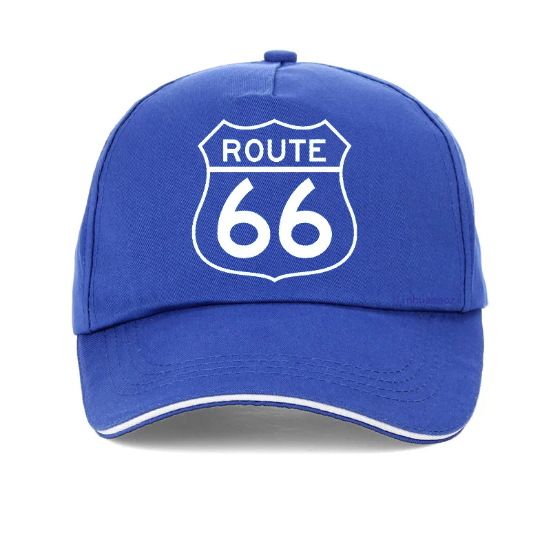 Синий Route 66 Mother Road, бейсболка для мужчин и женщин, модная шапка с надписью для мужчин, хлопок, регулируемая бейсболка, шапки в стиле хип-хоп - Цвет: Синий