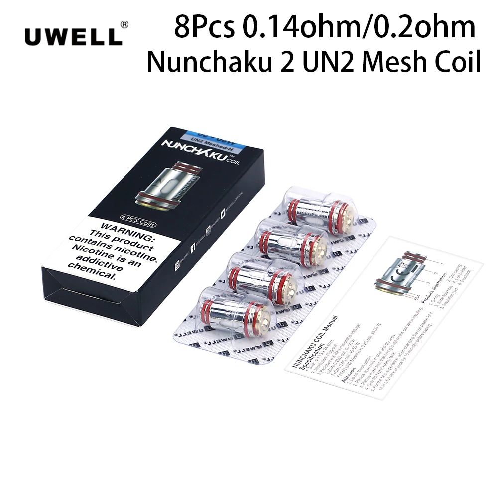 8 шт. Uwell UN2 сетчатая катушка Vape 0.2ohm/0.14ohm Nunchaku 2 катушка головка для Uwell Nunchaku 2 атомайзер NUNCHAKU танк электронная сигарета