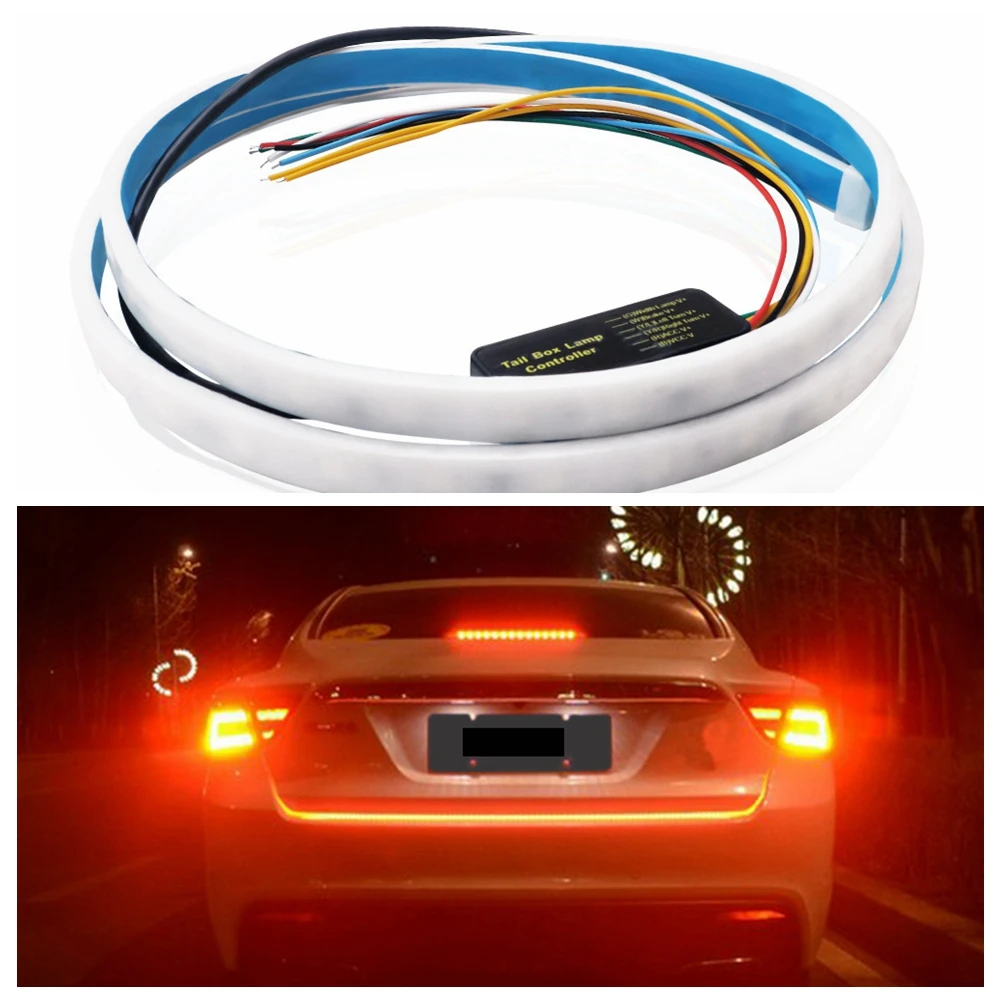 1.2M Car Rear LED Trunk Additional Stop Light Strip Auto Turn Signal Flexible Tailgate Luggage Warnning Lamp | Автомобили и