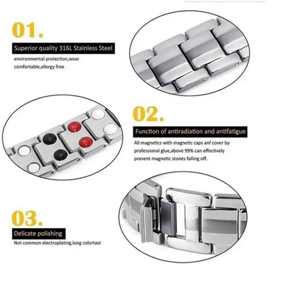Bracelet Jewelry Men Women Magnetic Health Bracelet 6 Color Titanium Steel Power Therapy Magnets Negative Lons Germanium Bangles