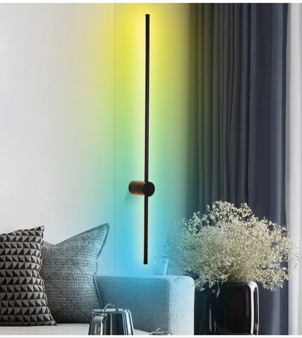 wall sconces for living room Led Wall Lamp Long RGB Wall Light Atmosphere Decor For Home Bedroom Living Room Bar Corridor Sofa Background Wall Linear Fixture led wall lamp