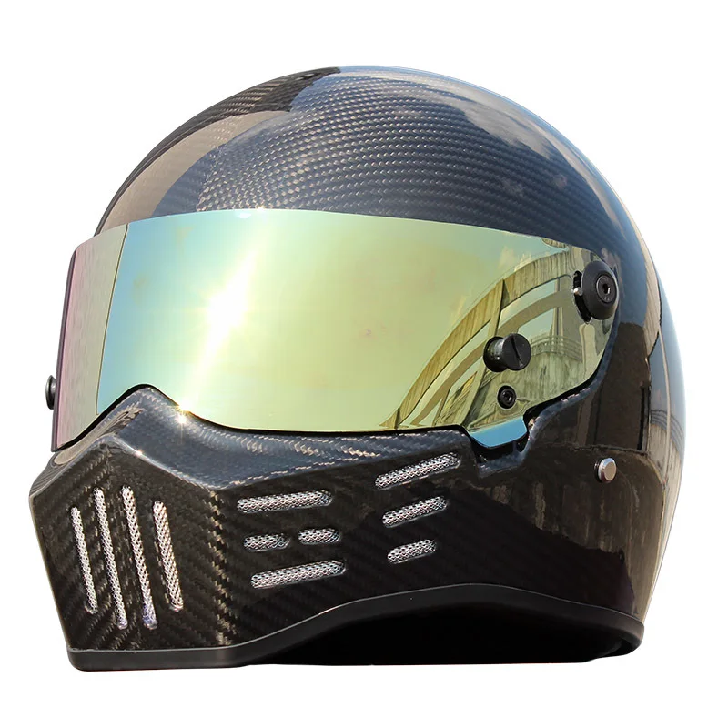 XS Новое поступление мотоциклетный шлем для Симпсона из углеродного волокна персонализированный квадроцикл гоночный полный шлем F1 автомобиль Capacete Casco - Цвет: Carbon-gold lens
