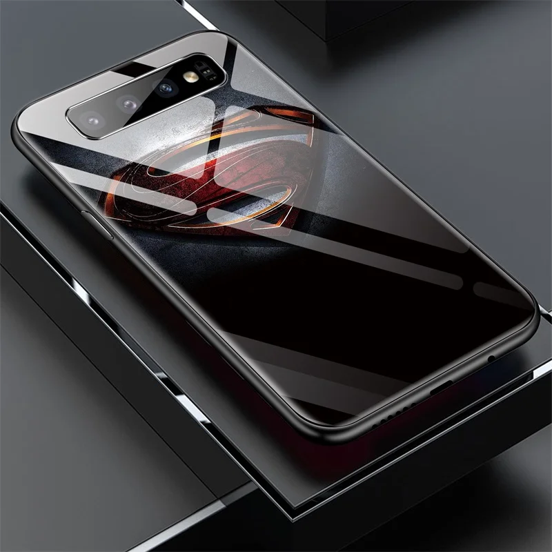 Superman Стеклянный чехол Marvel для samsung Galaxy Note 10, 9, 8 Pro, S10, e, 5G, S9, S8 Plus, Мстители, Бэтмен, чехол для телефона, чехол - Цвет: Superman