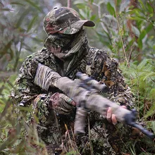 Atirador CS Camuflagem biónico Homens 3D клен лист камуфляж пончо Ternos Ghillie Selva Roupas de cacha observaque de Passaro