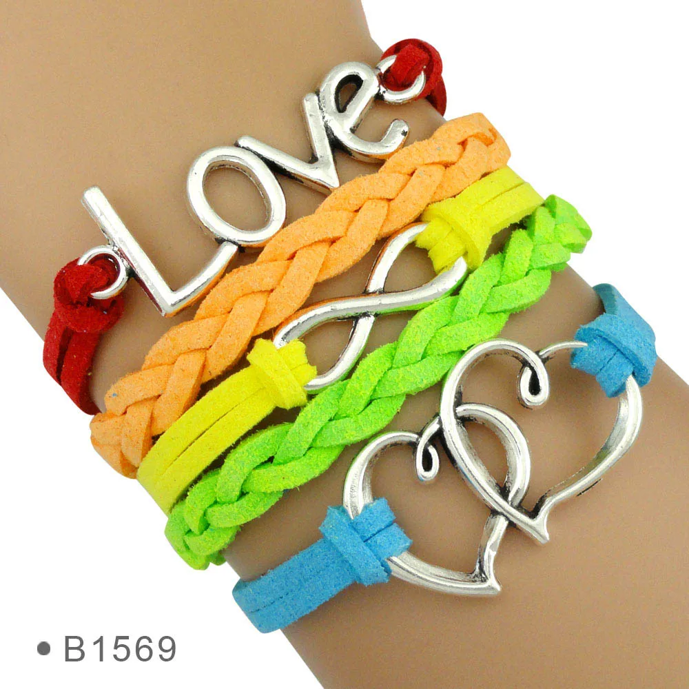 Браслет Rainbow Follow Your Heart Infinity Love мужской браслет для женщин и мужчин подарок