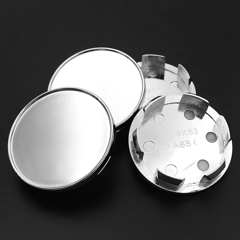 Wheel Center Caps 4PCS Modified 53MM Fit 50mm Flat Car Wheel Center Cap Rim Hub Dustproof Cover Silver Black ABS Plastic